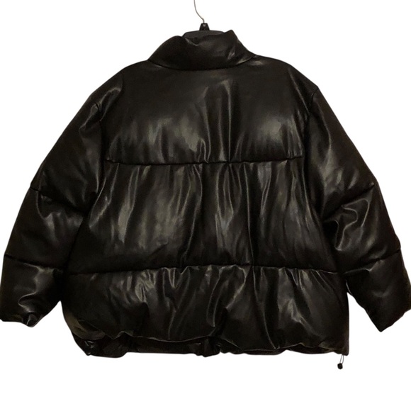 Plus Size Puffer Jacket Black Vegan Leather Fully Lined Pockets Womens 4X NEW - Picture 11 of 16